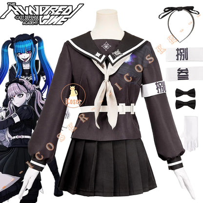Darumi Amemiya Cosplay Costume Wig The Hundred Line Battle Uniform Headwear Last Defense Academy Halloween Women Girls Carnival