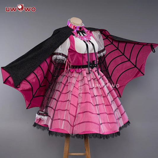 IN STOCK UWOWO Draculauraa Cosplay Costume Pink Suit Vampiree Female Little Devil Cosplay With Cape Hat Halloween Costumes Top