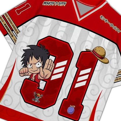 91 Jersey One Piece Luffy Anime Mecha  Y2k Korean Style Baseball Hockey T-shirt Fashion Streetwear Anime Daily Unisex Tops Tees