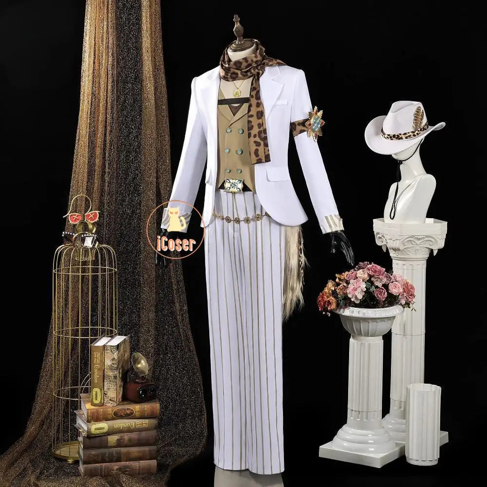 Identity V Prospector Cosplay Costume Wig Norton Campbell Uniform Hat Glasses Gambler in The Spotlight Halloween Women Men Props