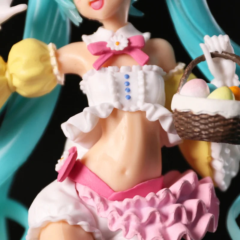 23cm Hatsune Miku Anime Figure PVC Model Doll with Rabbit Ears Kawaii Collectible Ornament Christmas Toy Gift - No box
