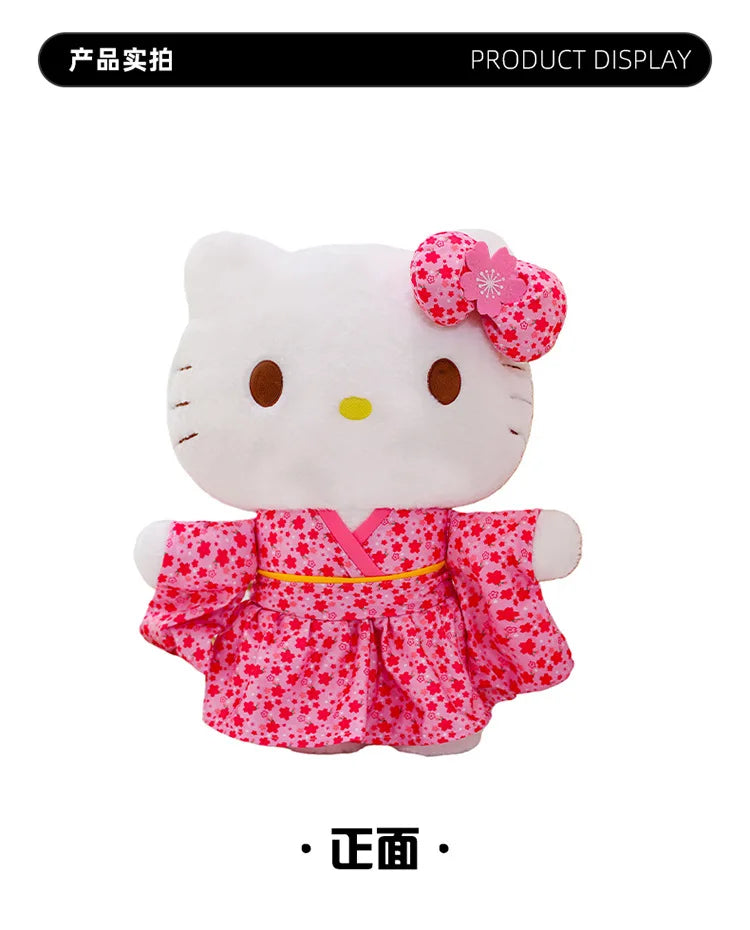 Sanrio Kawaii Hokkaido Japanese Kimono Hello Kitty Plush Toy Cute Sakura Kitten Stuffed Animal Kids Birthday Gift for Children