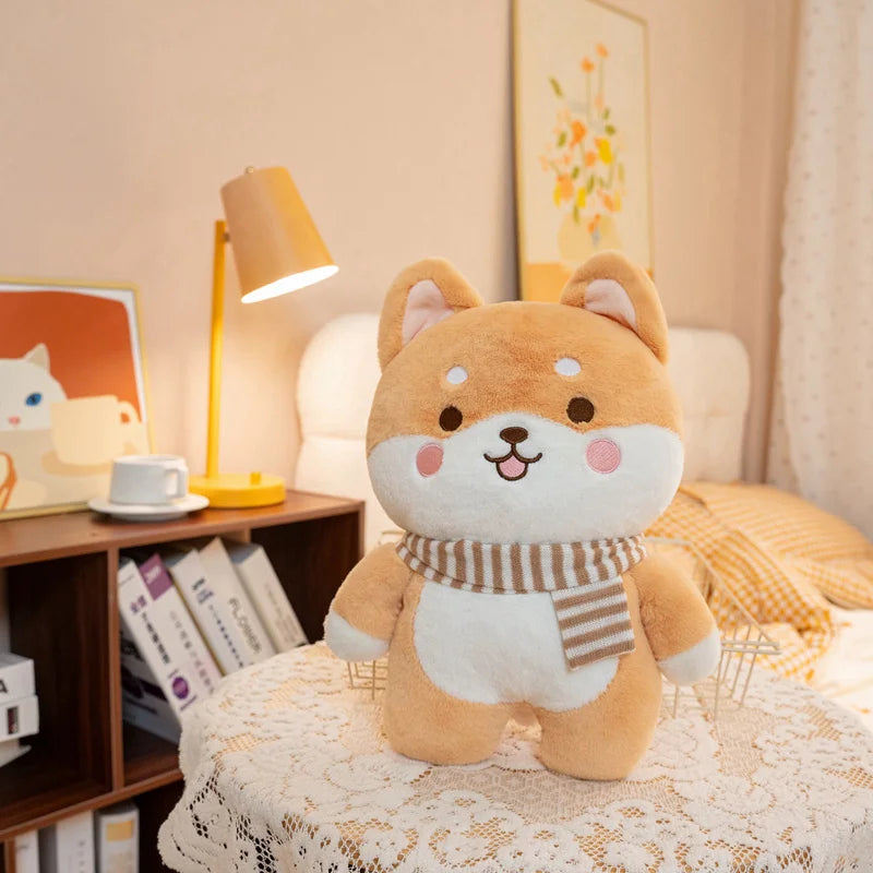 Kawaii Shiba Inu Plush Pillow Toy Soft Stuffed Dog Animal Cuddly Baby Doll for Girls Lovely Cartoon Gift Decor