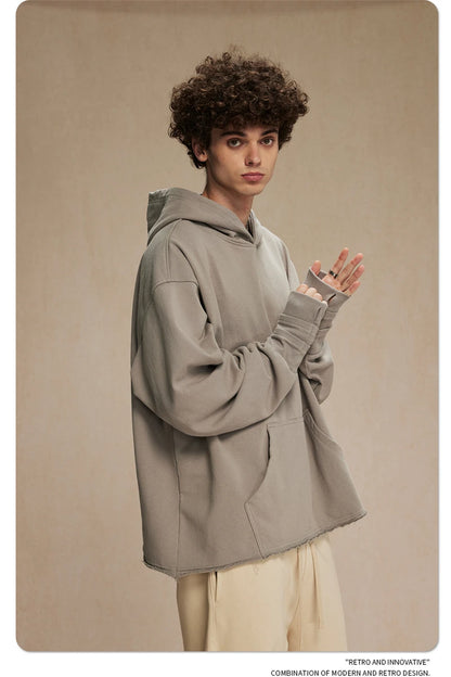 ZODF New Autumn Men Heavyweight 450gsm Hoodie Unisex Loose Ninja Sleeve 100% Cotton Hooded Pullovers Winter Coat HY0927