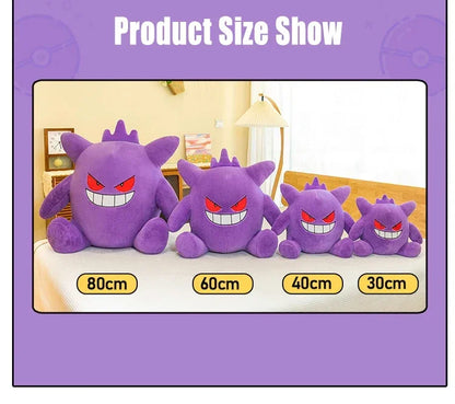 30/80cm Pokemon Gengar Stuffed Plush Toys Cartoon Cute Anime Dolls Huge Purple Pokémon Plushie Pillow Birthday Gift for Kids