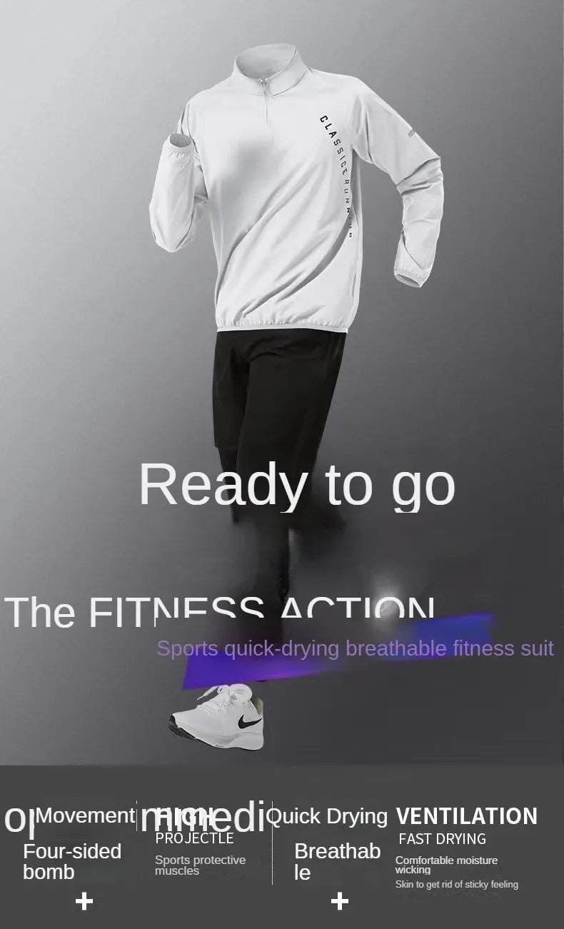 Men’s Quick-Dry Autumn Long-Sleeve Zipper Sports Set for Running Cycling Gym and Training
