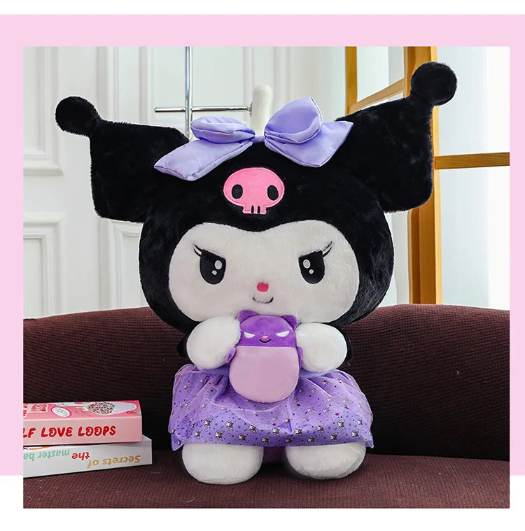 45/55/75CM Big Size Sanrio Hug A Bunny Kuromi My Melody Plushies Cartoon Anime Stuffed Children Toy Comfortable Soft Doll Gift