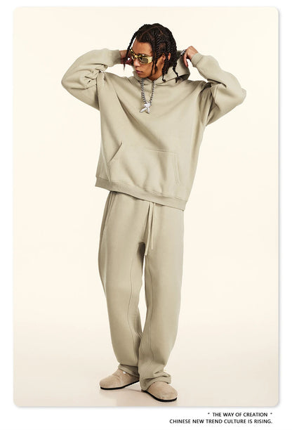 ZODF New 2024 Autumn Winter Men 345gsm Fleece Hoodies Unisex Women Relax Fit Warm Solid Hooded Pullovers Sweatshirts HY0863