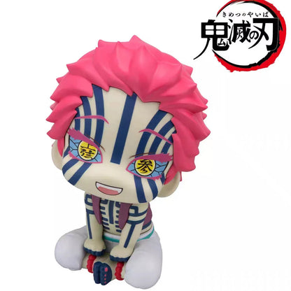 Demon Slayer Kimetsu No Yaiba Q Version Cute Upper Rank Three Akaza Head Movable Pvc Model Desktop Ornament Collection Fan Toy