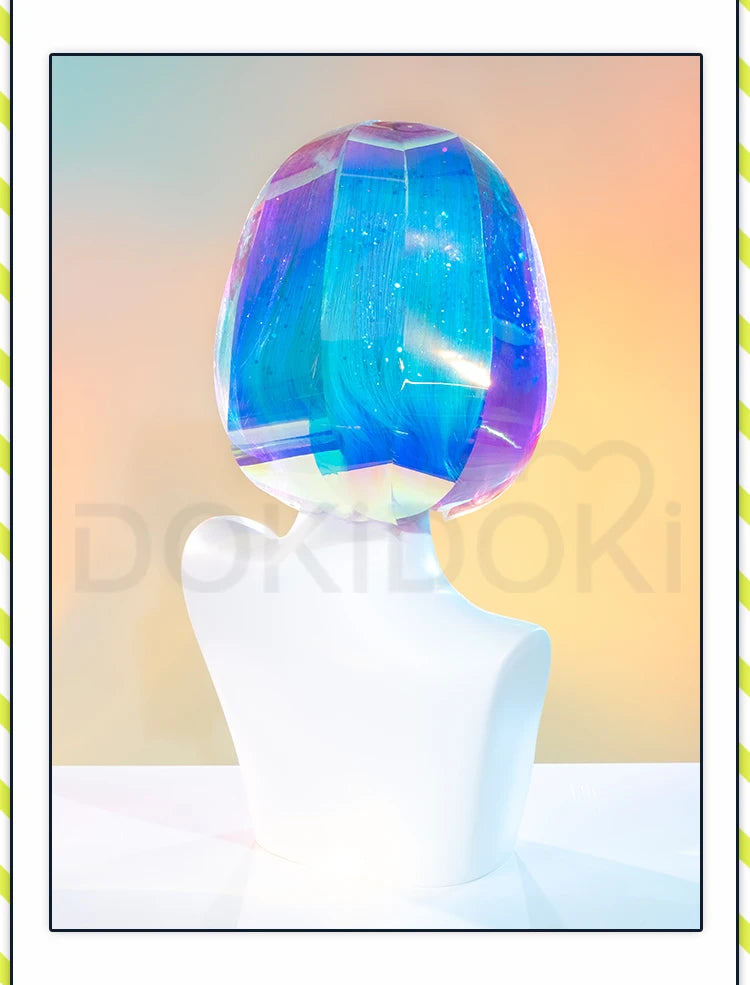 IN STOCK Diamond Wig Anime Land of the Lustrous DokiDoki Women 32cm Short Rainbow Gradient Heat Resistant Hair Free Wig Cap