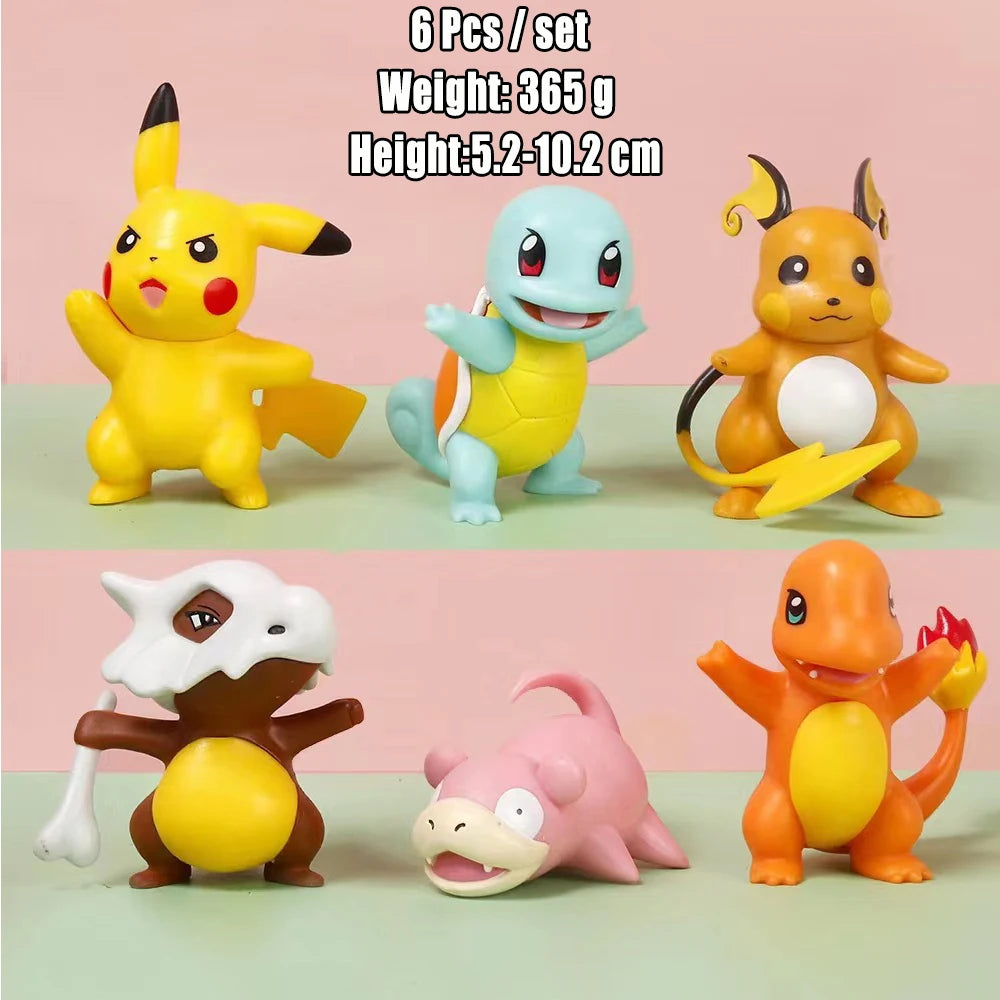Hot Pokemon Anime Figures Pikachu Toys Model Charmander Psyduck Squirtle Jigglypuff Bulbasaur Kawaii Collect Dolls Kids Gift