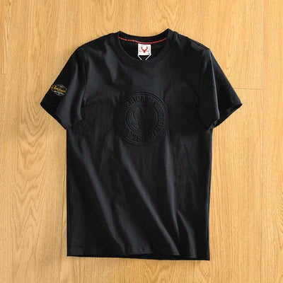 Summer New American Retro Short-sleeved O-neck 3D Printed T-shirt Men's Fashion Simple 100% Cotton Washed Casual Sport Tops