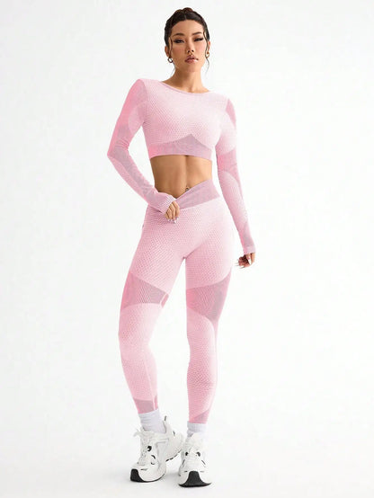 2pcs Women’s Seamless Breathable Sports Yoga Running Fitness Suit