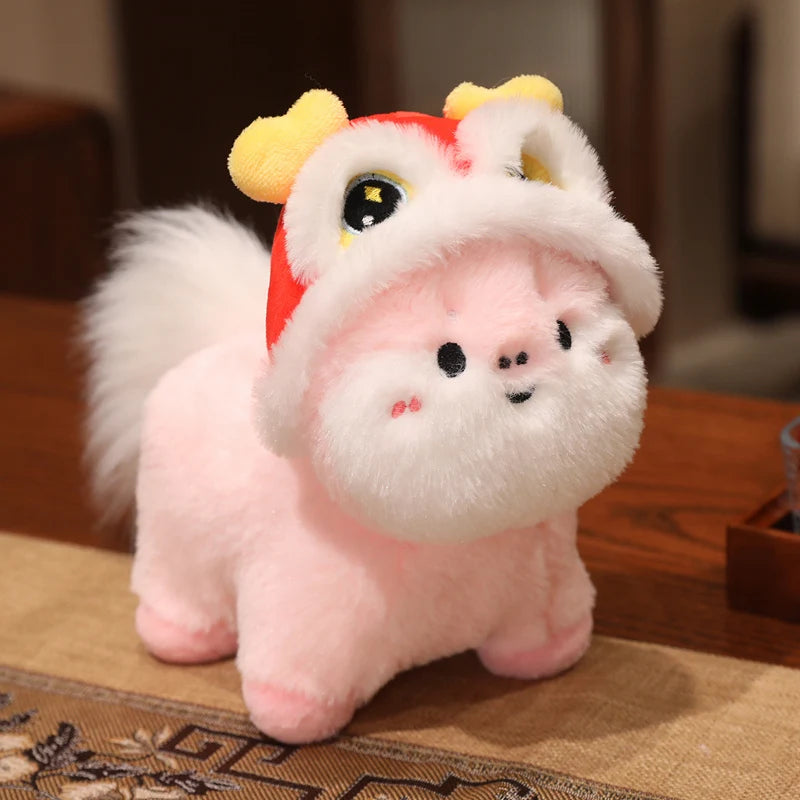 22cm Cartoon Cute Horse Plush Toy Sunflower Lion Dance Decorative Pony Plushies Soft Doll Kawaii Lunar New Year Gift