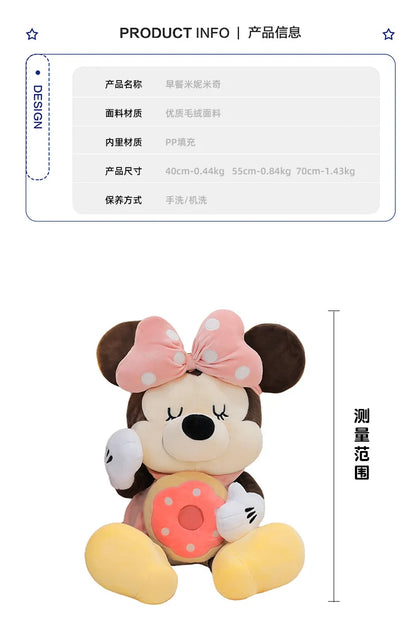 Large Size 80cm New Minnie Mickey Mouse Couples Doughnut Kawaii Movies Stuffed Plush Toy Doll Birthday Girlfriend Girl Xmas Gift