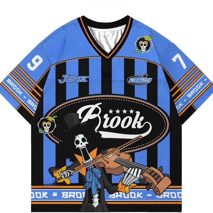 Jersey One Piece The Straw Hat Pirates Anime Kpop Baseball Hockey T-shirt Fashion Streetwear Anime Y2k Daily Unisex Tops Tees