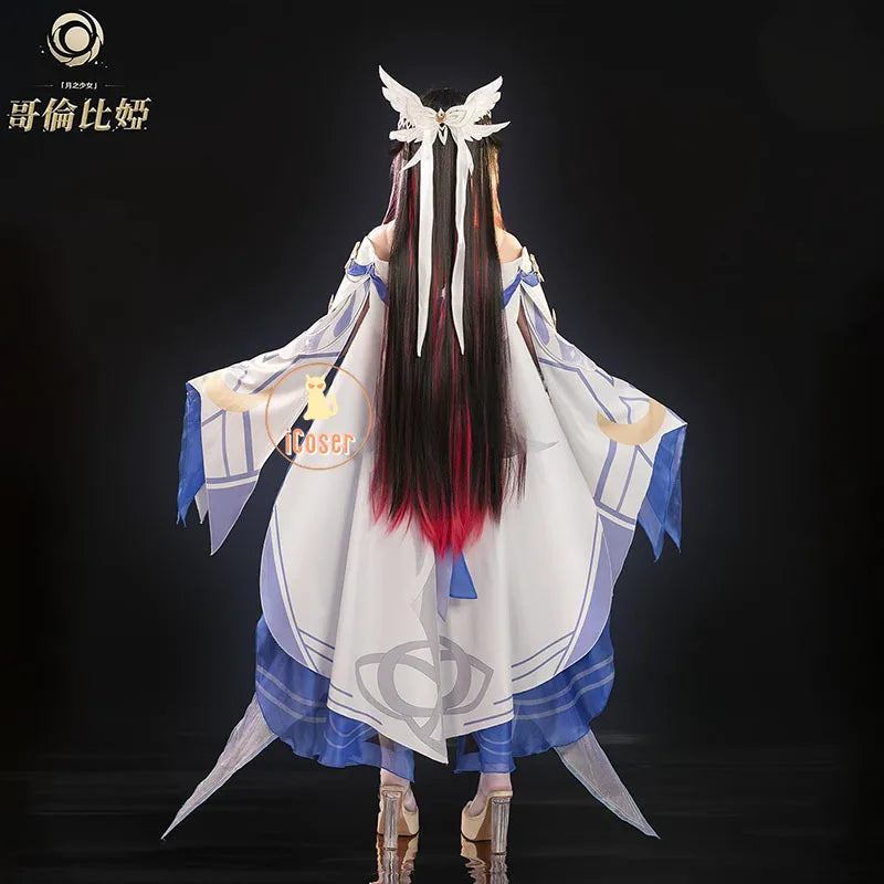 Genshin Impact Columbina Cosplay Costume Wig The Damselette Dress Uniform Headwear Eleven Fatui Harbingers Halloween Women Girls