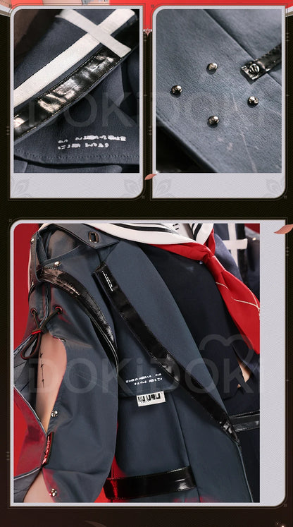 CHISA Cosplay Costume Game Wuthering Waves DokiDoki-SR Women Black JK Uniform Halloween CHISA Suit Coat Cosplay Wig