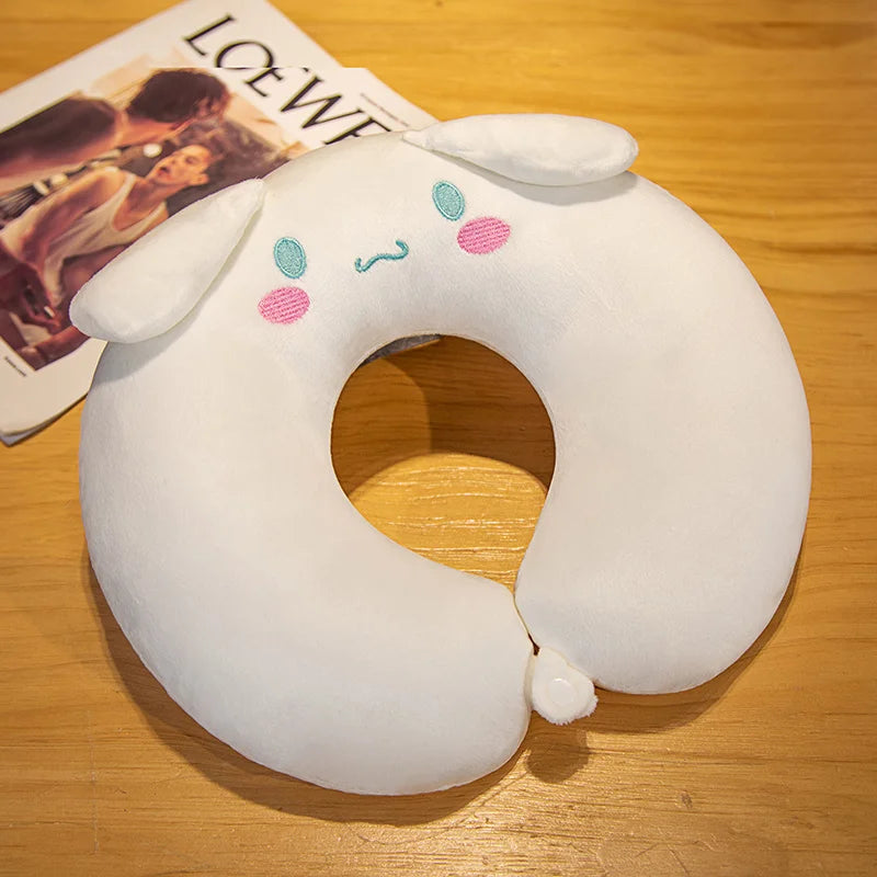 Kuromi My Melody Cinnamoroll Hello Kitty Pom Pom Purin Cute Soft Plush U-shaped Pillow Kawaii Plush Portable Pillow