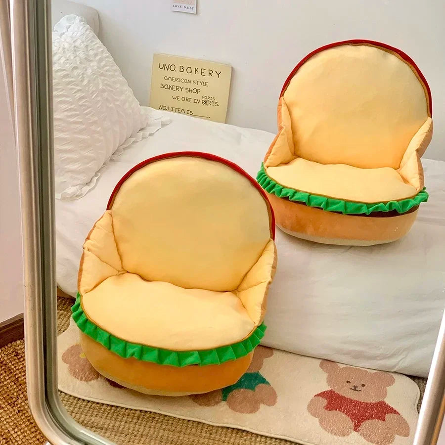 Comfortable Hamburger Seat Cushion Chair Sofa Back Cushion Thickened Sitting Cushion Floor Throw Pillow Room Decor Non-slip