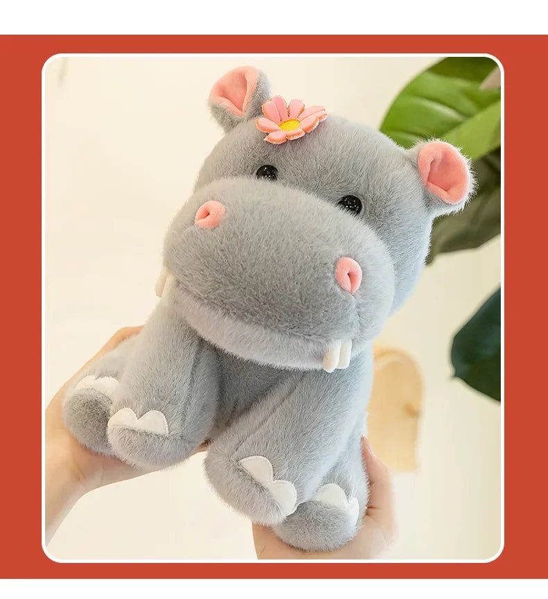 New 55cm Large Size Hippo Plush Toy Fluffty Kawaii Plushie Doll Simulation Hippo Doll Anime Cute Stuffed Animals Soft Plush Gift