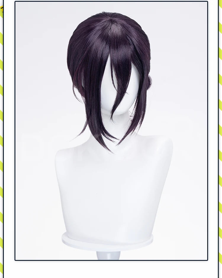 IN STOCK Makimaa Denjii Rezee Wig Anime Cosplay Dokidoki Women 35cm Purple Hair Rezee Cosplay Choker Demon Free Wig Cap