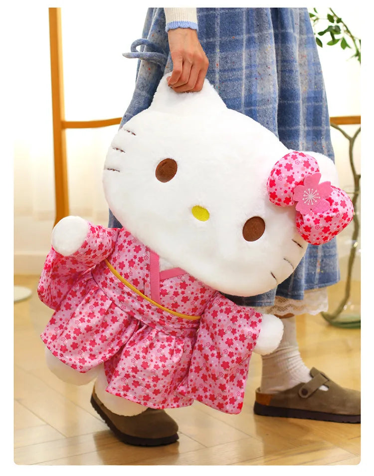 Sanrio Kawaii Hokkaido Japanese Kimono Hello Kitty Plush Toy Cute Sakura Kitten Stuffed Animal Kids Birthday Gift for Children