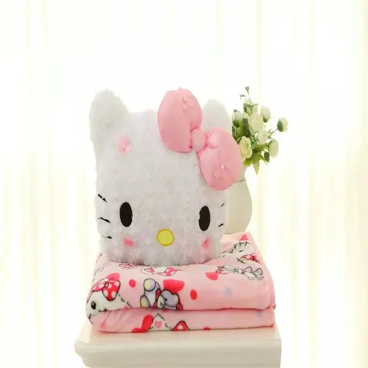 Aoger Kawaii Hello Kitty Rose Velvet Plush Melody Pillow Plushie Toy Soft Pillow Decorative Doll Bedding Kids Birthday Gift
