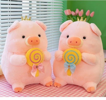 New 30cm Crown Stick Pig Doll Dwen Dwen Pig Plush Toy Children's Doll Cloth Doll Indoor Decoration Children's Gift