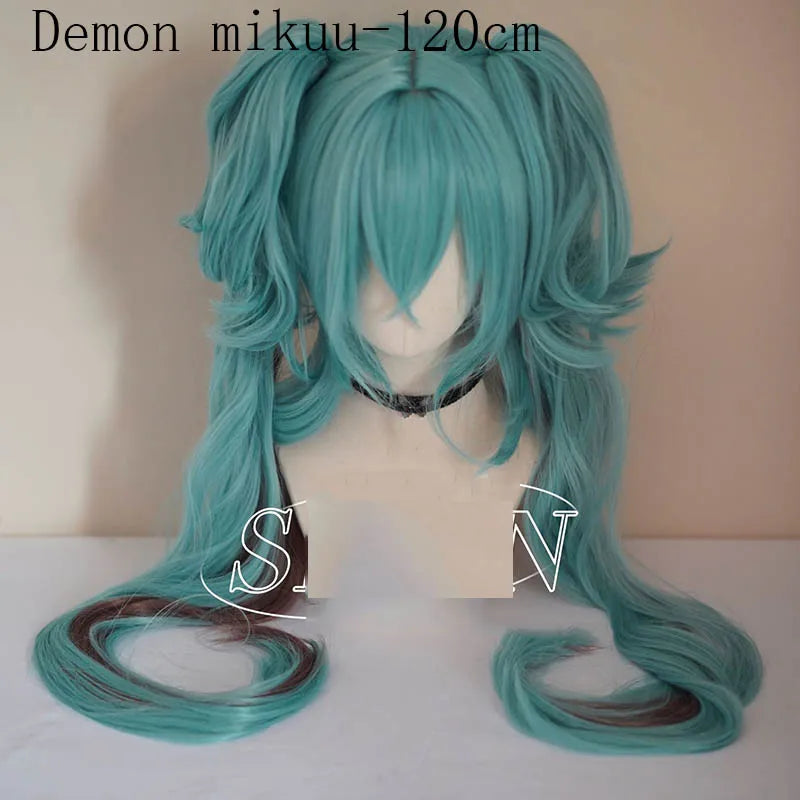 Anime Mikuu Snow And Demon Cosplay Wig 90cm 120cm Heat Resistant Fiber