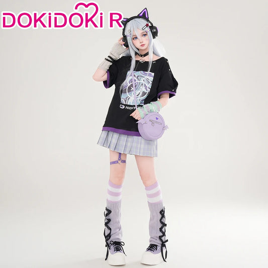 Yoisakii Kanadee Cosplay Costume Game DokiDoki-R Cosplay Women Cute Dress Cosplay Kanadee Bag Earphones Halloween Wig