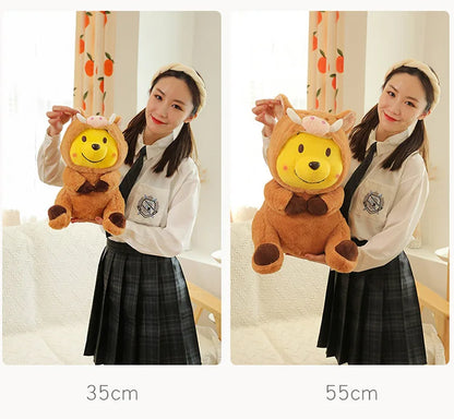 Disney 35-65cm Large-sized Winnie The Pooh Plush Toy with A Removable Hat A Cuddly Doll for Sleeping and Hugging Festival Gifts