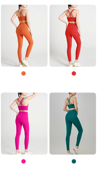 2024 Women’s 2 Piece Yoga Tracksuit Quick Dry Breathable Fitness Set Sports Bra and Leggings