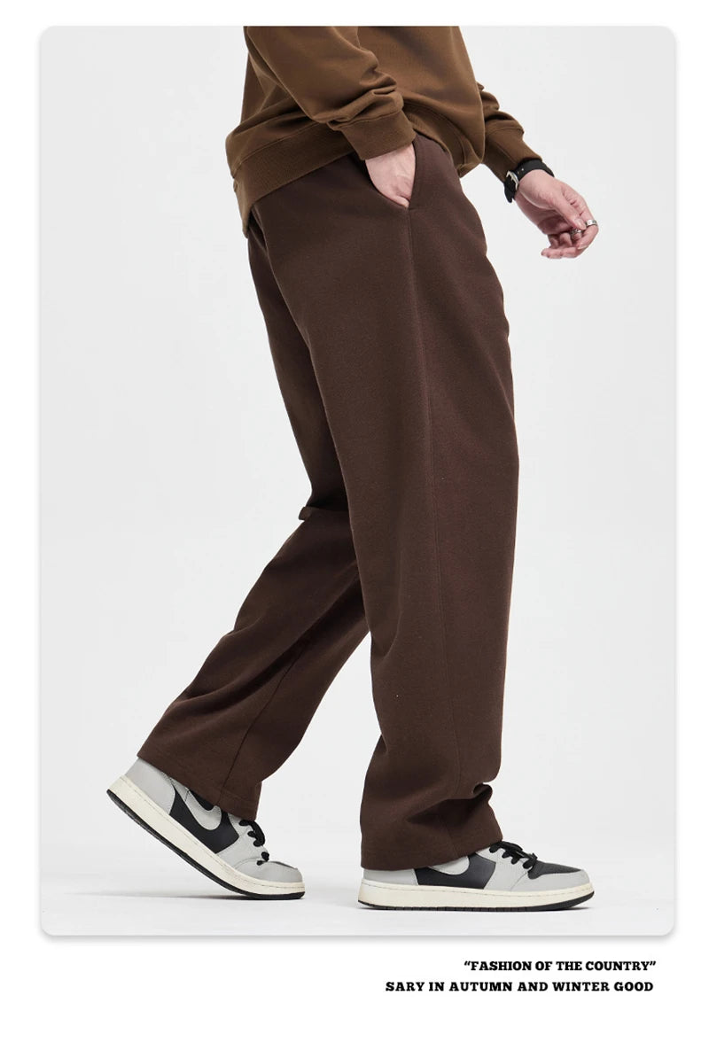 ZODF 2025 Winter Man Basic 420gsm Straight Pants Unisex Loose Clean Fit Sport Trousers Brand Streetwears HY0061