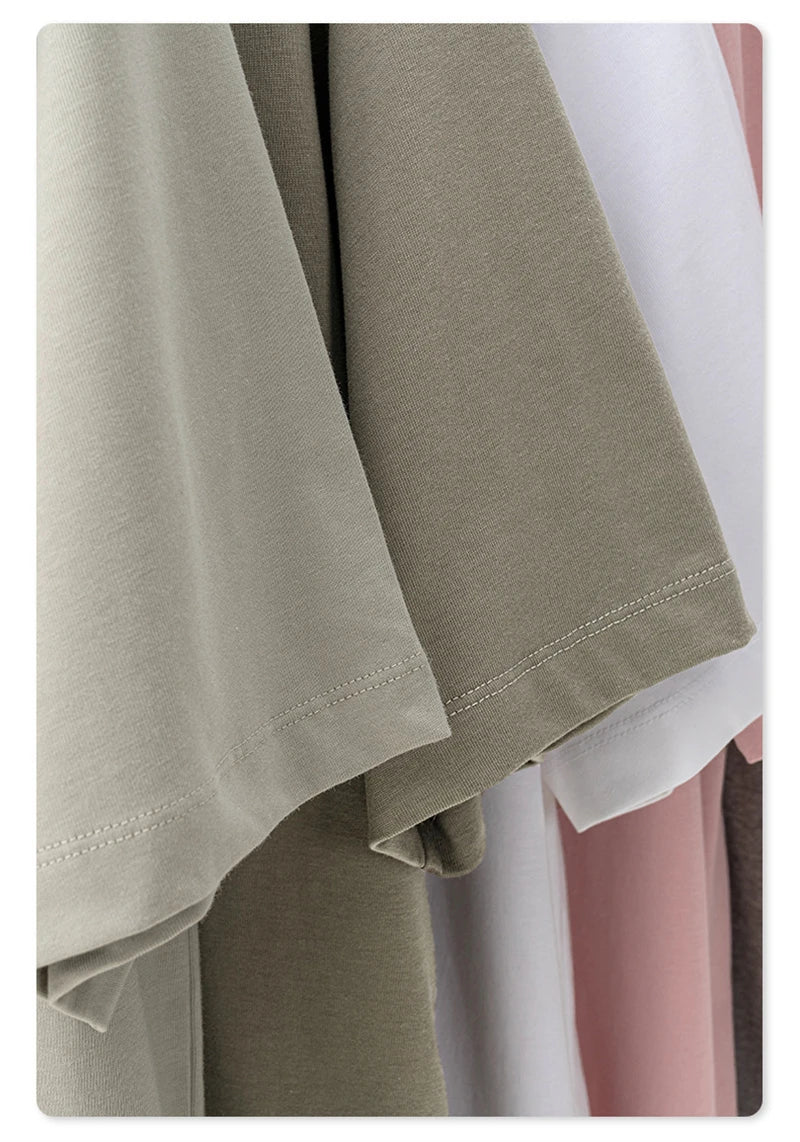 ZODF New 2025 Men Basic Solid 255gsm Cotton T-Shirts Unisex Loose Breathable Comfortable T Shirt Brand Clothes HY0973