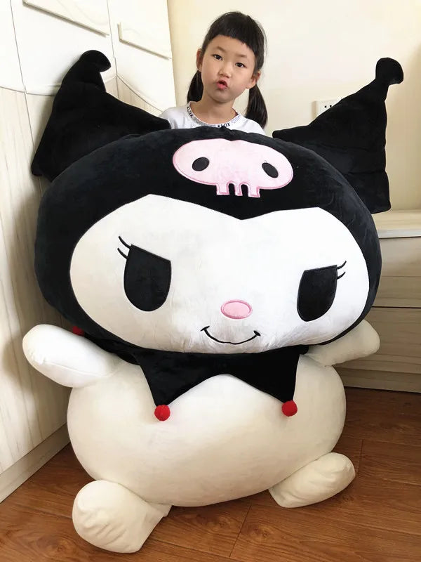 Big Size Sanrio Kuromi Stuffed Doll Melody Cinnamoroll Plush Toy Kawaii Anime Bedside Cushion Room Decoration Xmas Gift For Girl