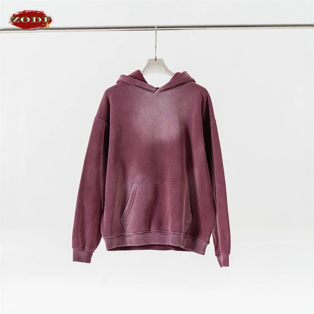 ZODF Autumn Winter Monkey Washed Fleece Hoodies For Men Unisex Basic 360gsm Warm Knitted Hooded Pullovers Coats HY0903