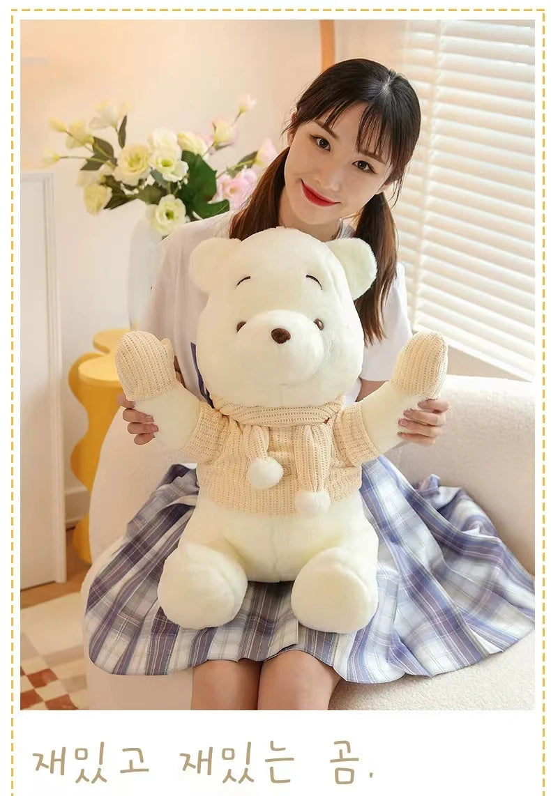 25CM-70CM Disney Winnie The Pooh Bear Doll Winter Limited Cartoon Plush Toy Cute Anime Kawaii Companion Children's Birthday Gift