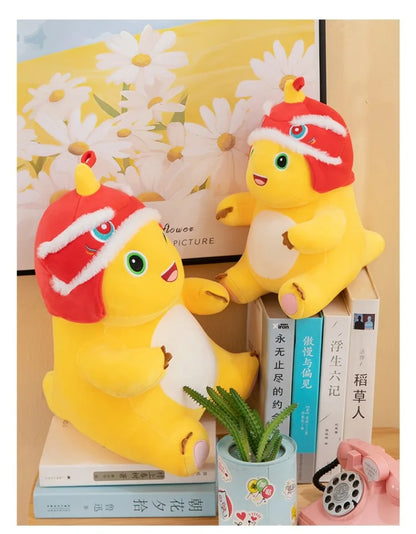 New Anime Cartoon Lion Dance Little Milk Dragon Doll Cute Dinosaur Stuffed Plush Toy Cute Doll Giving Girls Sleeping Pillow Gift