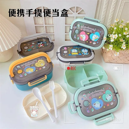 Disney Stitch Cartoon Portable Lunch Box Child Student Hermetic Bento Box Office Portable Double Layer Lunch Box High Capacity