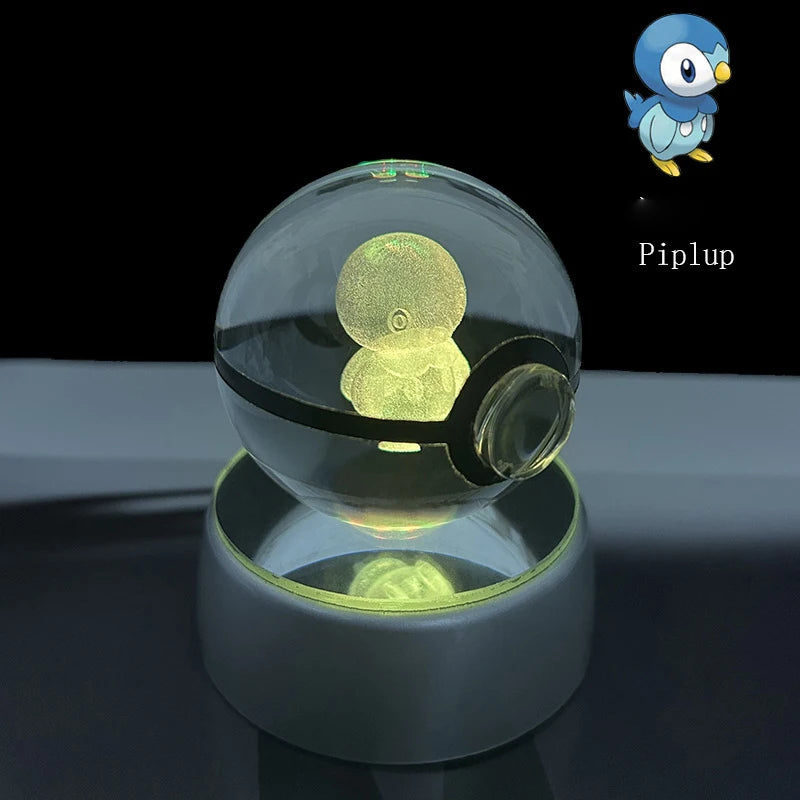 Pokemon 3D Crystal Ball Glastrier Charizard Eternatus Froakie Anime Game Pokeball Led Night Light Base Birthday Gift Home Decora