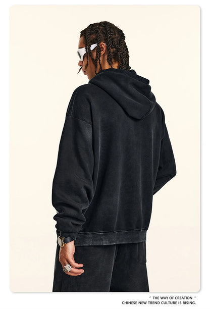 ZODF Retro 2024 Winter Men Zipper Fleece Hoodies Unisex Oversized Washed 360gsm Sport Knitted Hooded Coat HY0905