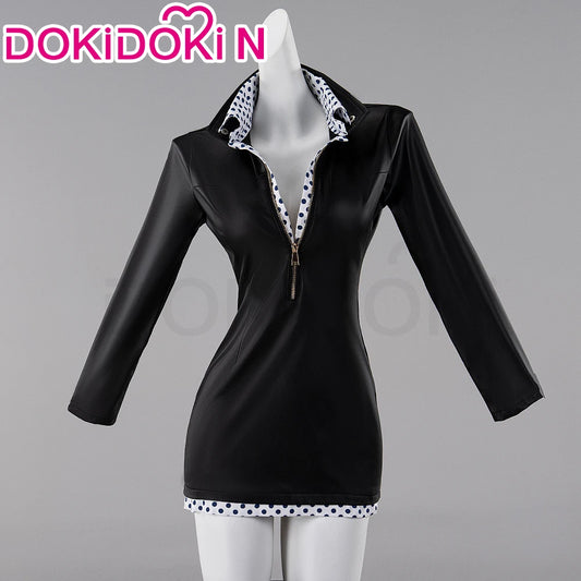 Nicoo Robinn Cosplay Costume Anime Cosplay DokiDoki-N Miss Allsundayy Women Sexy Blue Dots Black Dress Nicoo Robinn Cosplay