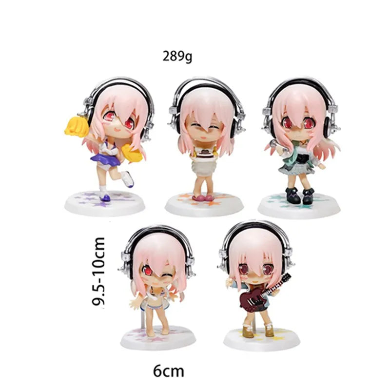 5 Styles Super Sonic Japanese Anime Character Model Super Sonic Work-set Collection Swimsuit Movable PVC Material 10CM Doll