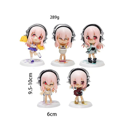 5 Styles Super Sonic Japanese Anime Character Model Super Sonic Work-set Collection Swimsuit Movable PVC Material 10CM Doll