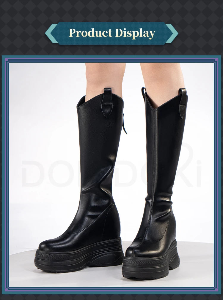 IN STOCK Women Cosplay Props 18cm Heightening Shoes DokiDoki Women Daily 12cm 11cm 18cm 22cm Black White Boots Shoes Halloween