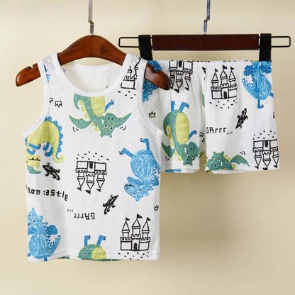 Toddler Baby Boy Pajamas Cotton Sets for Girls 0 to 1 2 3 4 5 6 7 8 9 Years Summer Children Pyjama Short Sleeveless Kids Pijamas