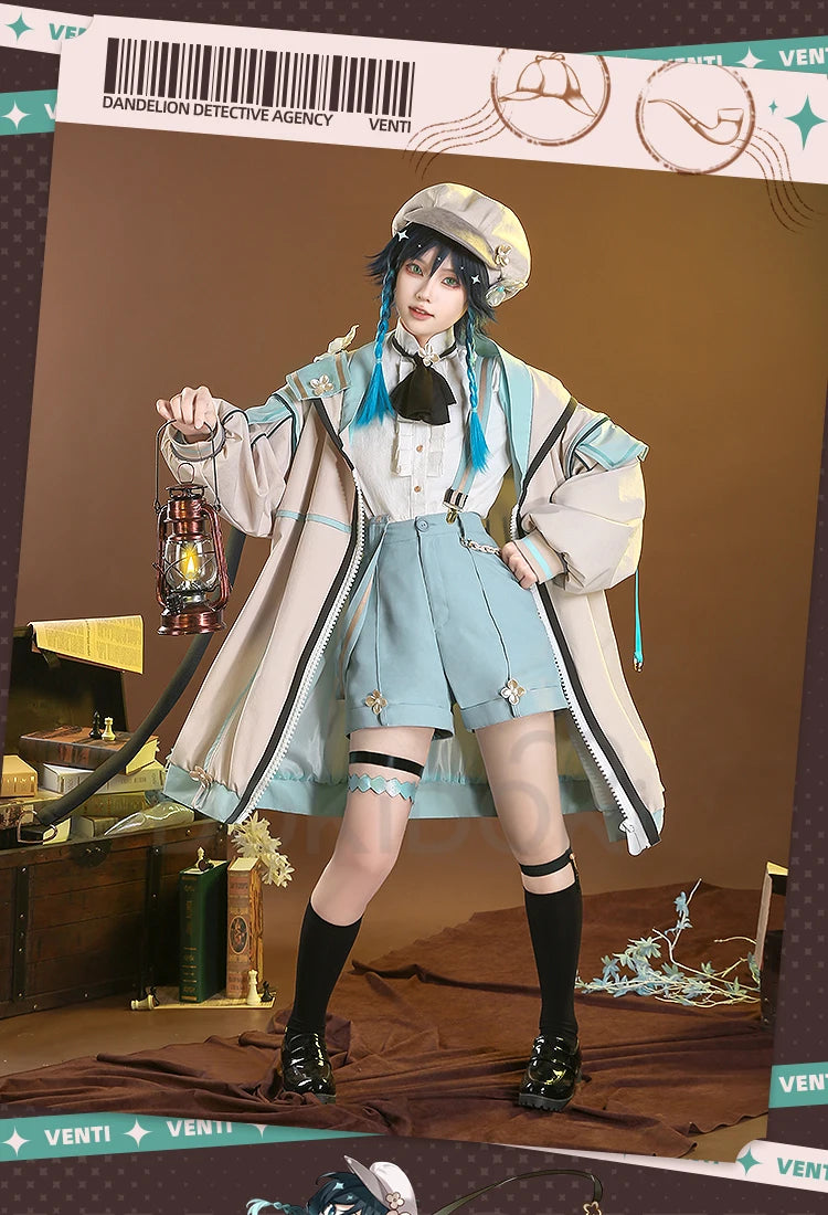 IN STOCK Venti Doujin Cosplay Game Genshin Impact DokiDoki-SR Venti Cute Cosplay Costume Detective Venti Genshin Impact Costume