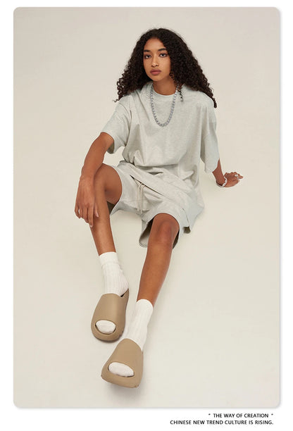 ZODF New 2025 Heavy Weight 305gsm Solid Cotton T Shirts For Men Unisex Summer Oversized Noshrink Basic T-Shirt Brand Tops HY0475