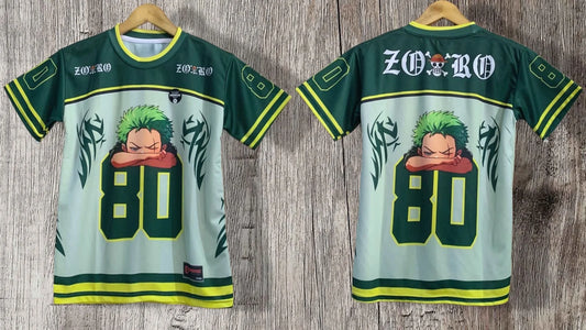 2526 New Bandai Anime One Piece Luffy Summer Jersey T-shirt Oversized 3D Adult and Children's Multifunctional Top Christmas